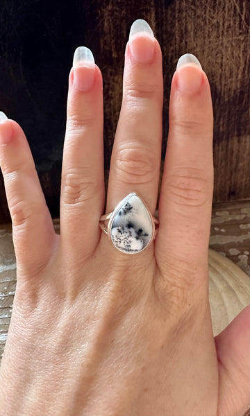 WOODLAND DENDRITIC OPAL Sterling Silver Ring • Size 8