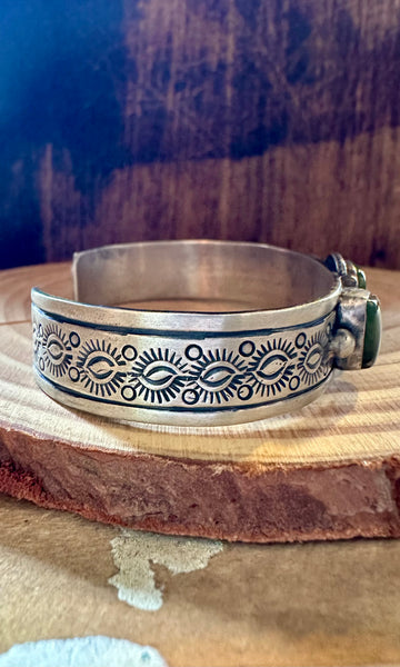 GREEN ENVY Vintage Turquoise & Sterling Silver Cuff • 30g