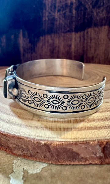 GREEN ENVY Vintage Turquoise & Sterling Silver Cuff • 30g