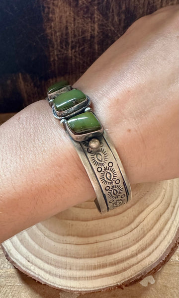 GREEN ENVY Vintage Turquoise & Sterling Silver Cuff • 30g