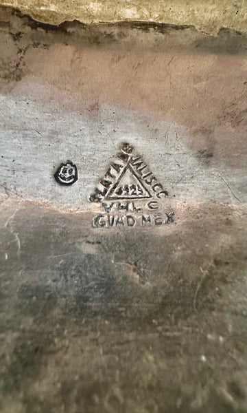 VINTAGE MEXICAN SILVER & Turquoise Inlay Belt Buckle