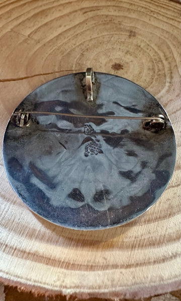 VINTAGE MEXICAN SILVER & Turquoise Inlay Pendant/Pin