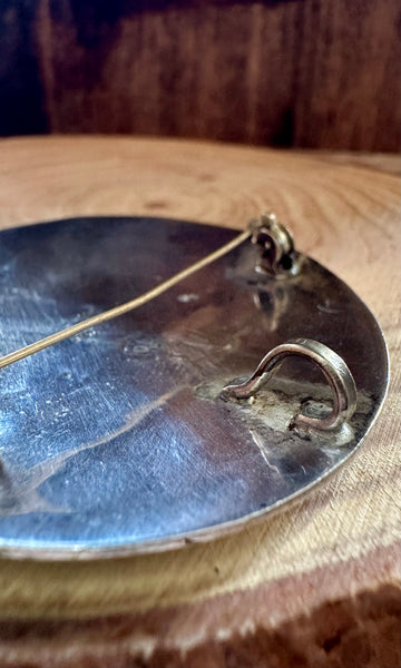 VINTAGE MEXICAN SILVER & Turquoise Inlay Pendant/Pin