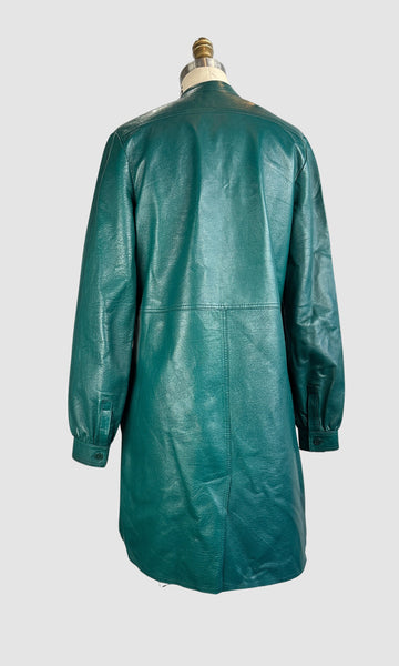 DEREK LAM Forest Green Leather Shirt Dress • Small