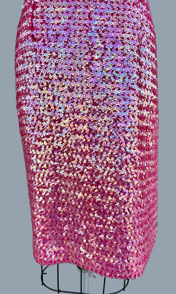 VINTAGE MERMAID Pink Sequin & Sheer 60s Dress • Medium
