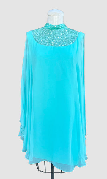 BUFFUMS CALIFORNIA Blue Baby Doll 60s Dress • Small to Med.