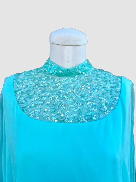 BUFFUMS CALIFORNIA Blue Baby Doll 60s Dress • Small to Med.