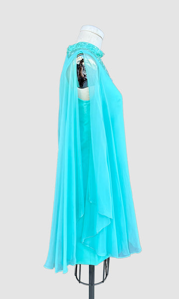 BUFFUMS CALIFORNIA Blue Baby Doll 60s Dress • Small to Med.