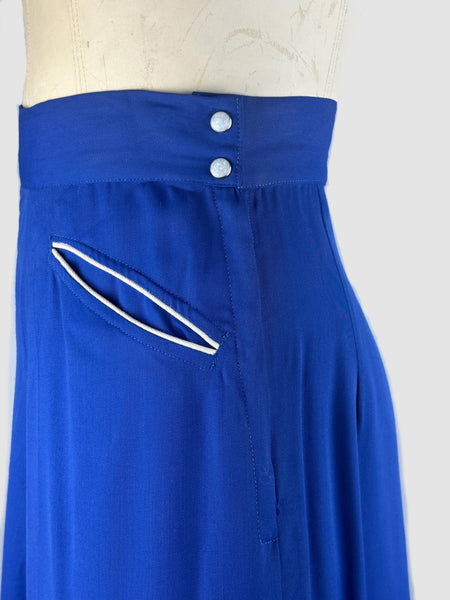 RODEO QUEEN 40s Blue Gabardine Culottes with Fringe • Small