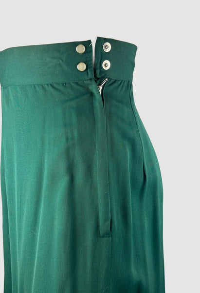 BEST WESTERN 40s Leather Fringe Green Gabardine Culottes • Small