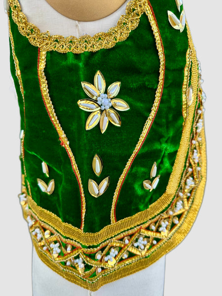 VINTAGE JEWELED VELVET Green & Gold 60s/70s Vest • Small