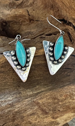 SILVER ARROWS Mexican Sterling Silver and Turquoise Earrings