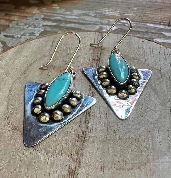 SILVER ARROWS Mexican Sterling Silver and Turquoise Earrings