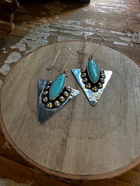 SILVER ARROWS Mexican Sterling Silver and Turquoise Earrings