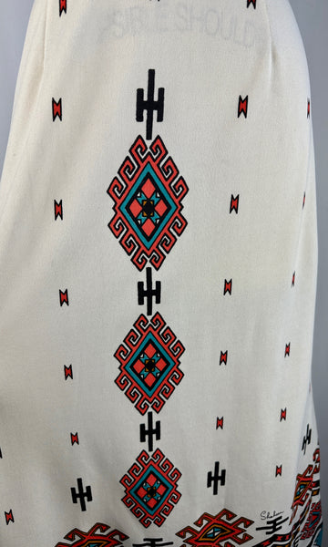 ALFRED SHAHEEN 70s Navajo Inspired Print Dress  • Medium