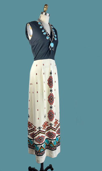 ALFRED SHAHEEN 70s Navajo Inspired Print Dress  • Medium