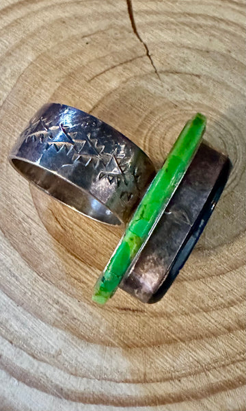 SYLVANA APACHE ZUNI Vintage Silver Pueblo Night Sky Inlay Ring JM12 • Size 10 1/2