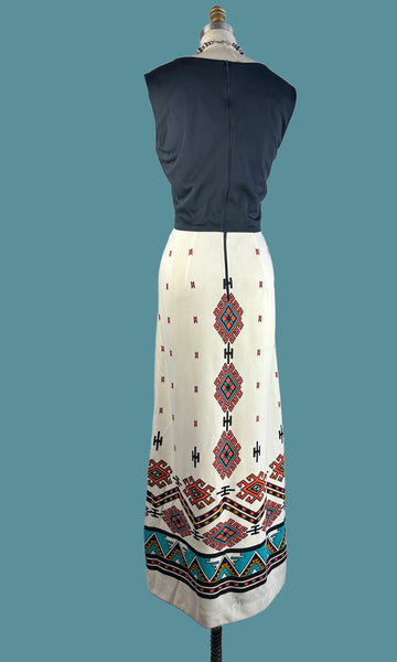 ALFRED SHAHEEN 70s Navajo Inspired Print Dress  • Medium