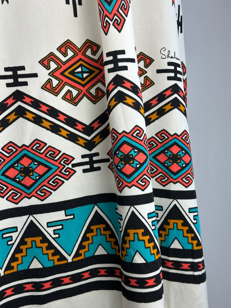 ALFRED SHAHEEN 70s Navajo Inspired Print Dress  • Medium