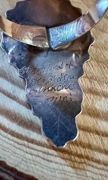 ZUNI KACHINA DOLL Vintage Silver Inlay Ring JM11 • Size 7 1/4