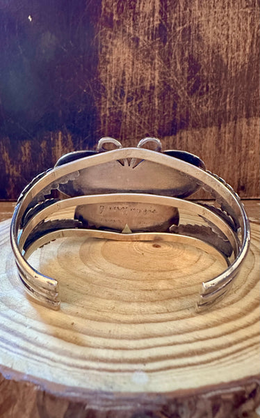 JM YAZZIE ZUNI Butterfly Silver Inlay Cuff JM20