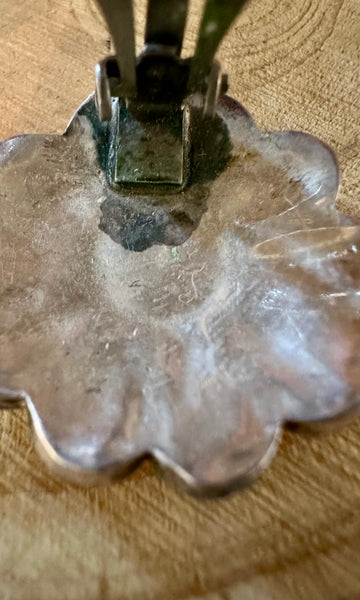 ZUNI SUN FACE Vintage Silver & Mother of Pearl Clip On Earrings JM06