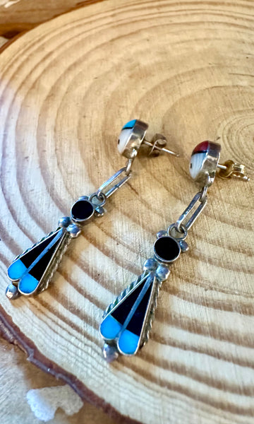 ZUNI SUN DROPS Vintage Silver Stud Earrings JM08