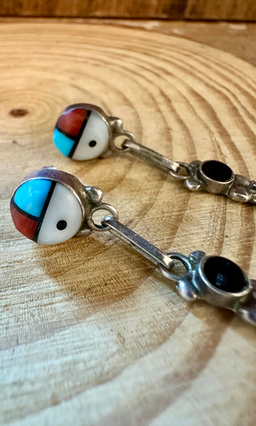 ZUNI SUN DROPS Vintage Silver Stud Earrings JM08