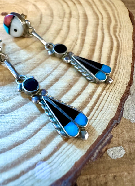 ZUNI SUN DROPS Vintage Silver Stud Earrings JM08