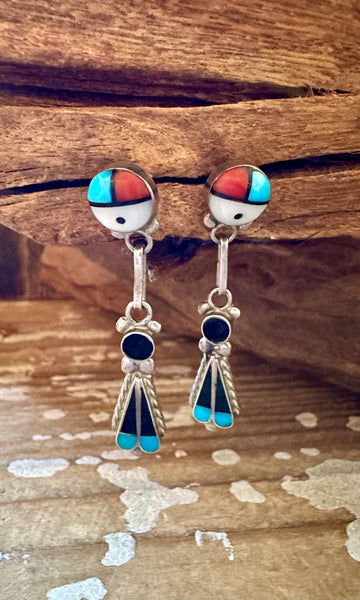 ZUNI SUN DROPS Vintage Silver Stud Earrings JM08