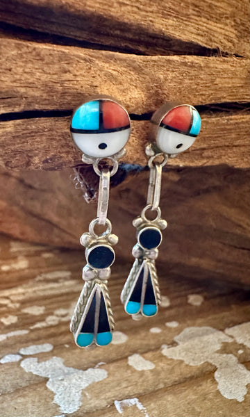 ZUNI SUN DROPS Vintage Silver Stud Earrings JM08