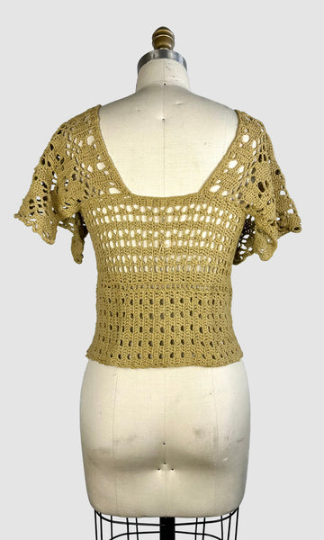 VINTAGE HANDMADE CROCHET 60s Top • Small/Medium