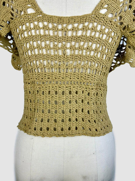 VINTAGE HANDMADE CROCHET 60s Top • Small/Medium