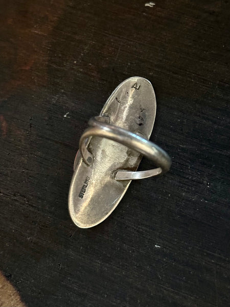 HOPI CORAL RING Sterling Silver & Angel Skin Coral JM09 • Size 7 1/4