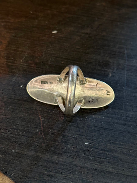 HOPI CORAL RING Sterling Silver & Angel Skin Coral JM09 • Size 7 1/4