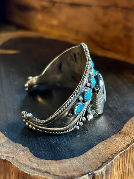 NAVAJO WATCH CUFF Sterling Silver & Turquoise Bracelet JM•18