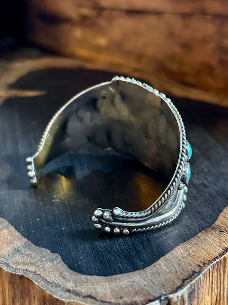 NAVAJO WATCH CUFF Sterling Silver & Turquoise Bracelet JM•18