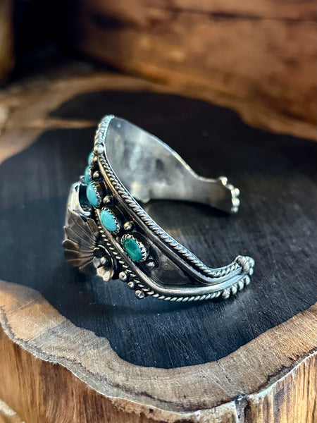 NAVAJO WATCH CUFF Sterling Silver & Turquoise Bracelet JM•18