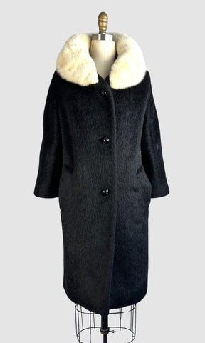 LILLI ANN 50s Mohair Coat with Mink Fur Collar • Small Medium