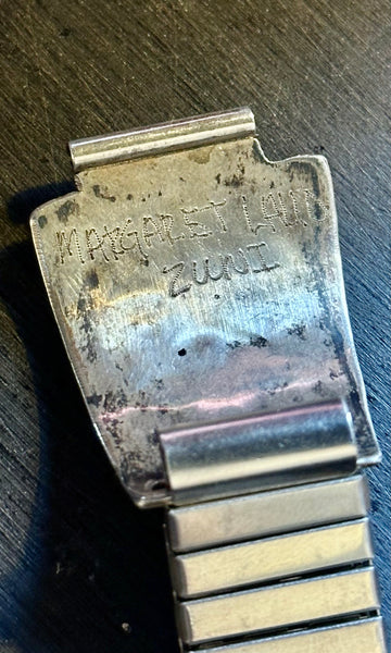 VINTAGE ZUNI WATCHBAND Sterling Silver & Turquoise Bracelet JM17