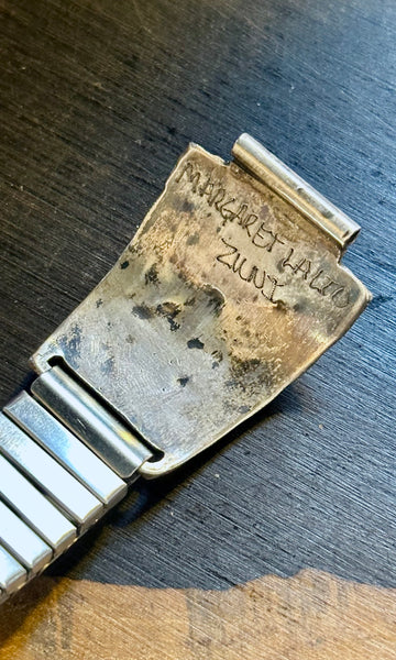 VINTAGE ZUNI WATCHBAND Sterling Silver & Turquoise Bracelet JM17