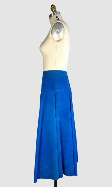 BLUE SUEDE Vintage 80s Maxi Skirt • Small