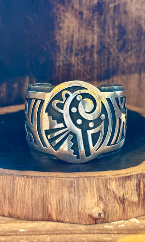 VINTAGE HOPI Overlay Sterling Silver Men's Cuff JM21