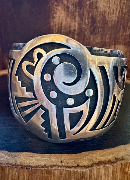 VINTAGE HOPI Overlay Sterling Silver Men's Cuff JM21