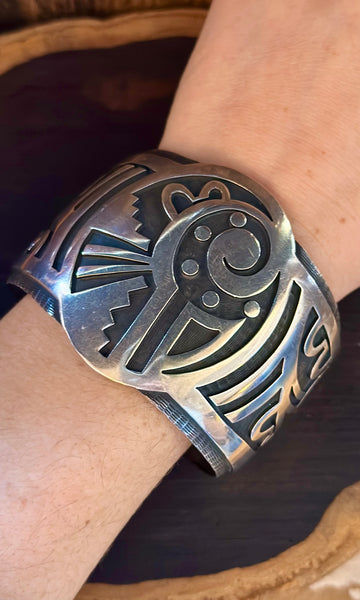 VINTAGE HOPI Overlay Sterling Silver Men's Cuff JM21
