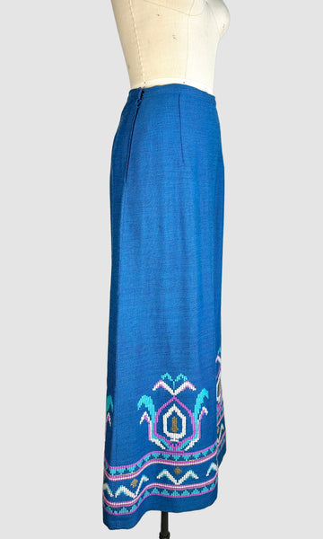 MAMA MIA Vintage 70s Greek Maxi Skirt • Small