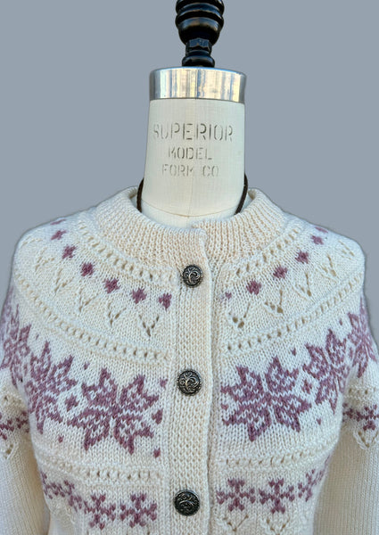DALE OF NORWAY Wool 70s Cardigan Sweater • Small
