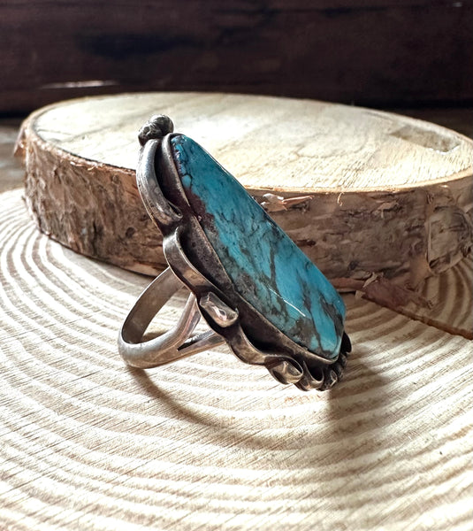 SOMETHING BLUE Navajo Statement Silver Ring, size 8 1/4