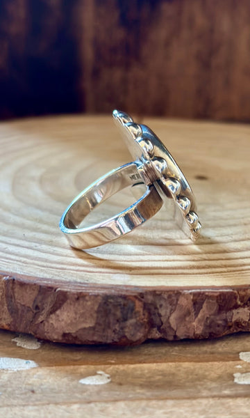 MEXICAN SILVER FLOWER Ring LC10 • Size 6 1/2 Adjustable