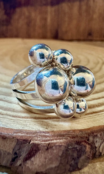MEXICAN SILVER BUBBLES Ring LSC07 • Size 6 1/4